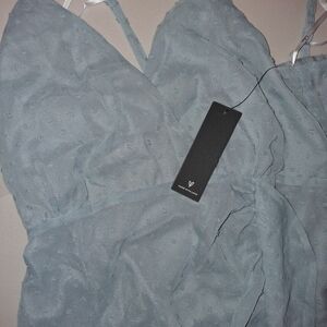 Light Blue Textured Spaghetti Strap Dress